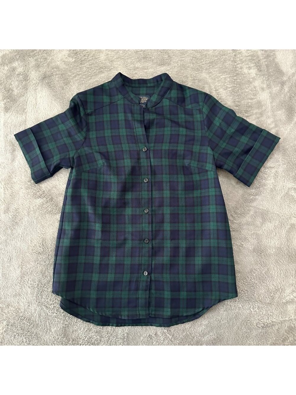 Pendleton 100% Wool Green Blue Plaid Short Sleeve Shirt Women's XS